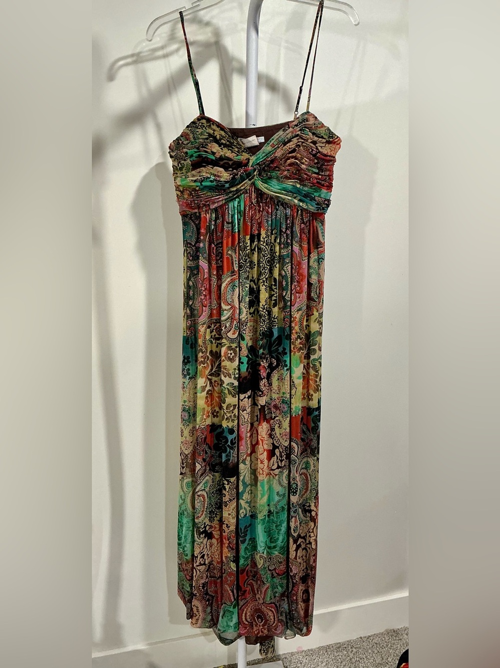 Alberto Makali Multicolor Paisley Spaghetti-Strap Maxi Dress
